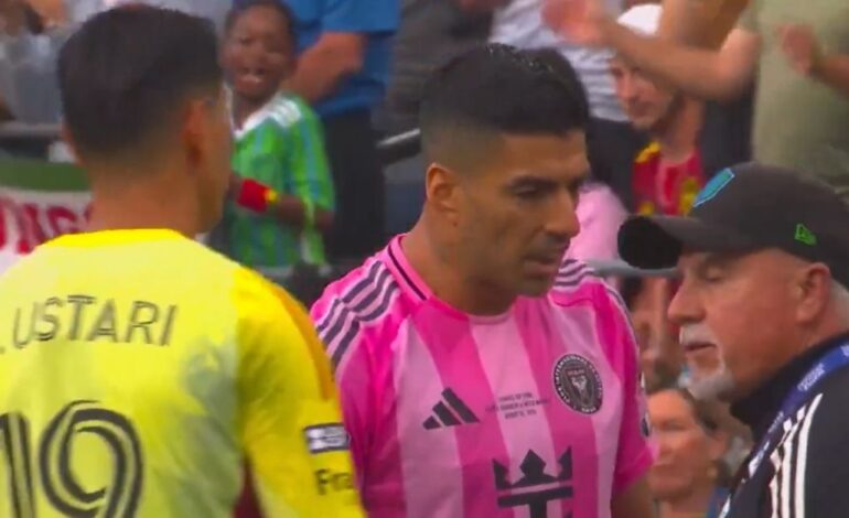  Luis Suárez escupe a rival tras final de Leagues Cup